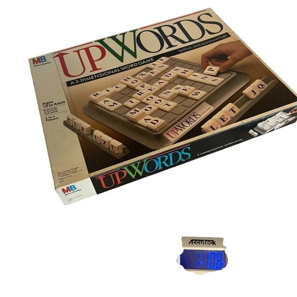 Upwords Board Game Milton Bradley Vintage COLLECTIBLE 1988 Complete 8x8‎ GRID